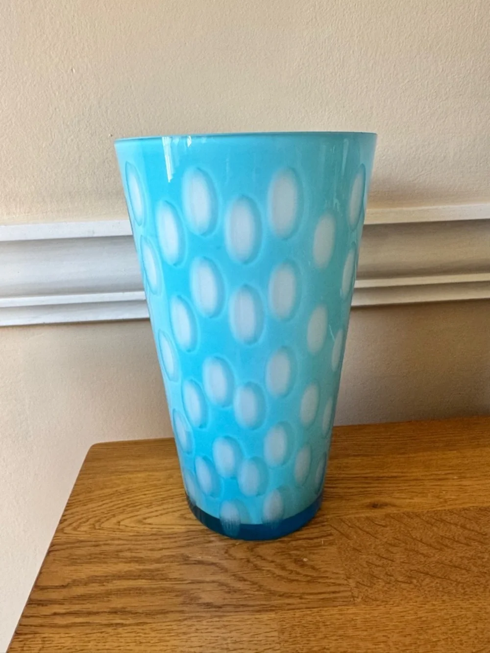 Crate & Barrel Serenade Vase Blue Cased Optic 10